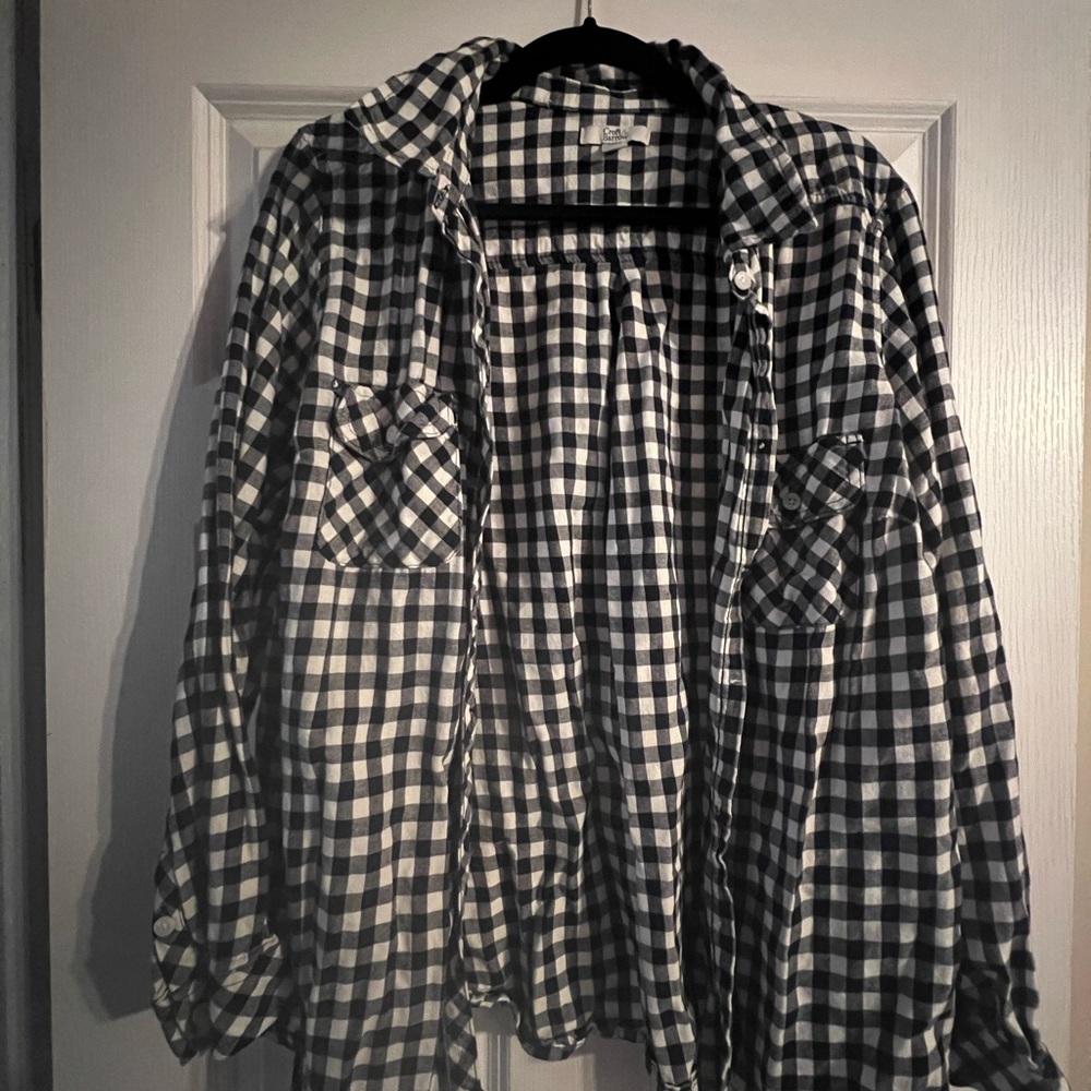 Croft & Barrow Plaid Shirt in Black and White
